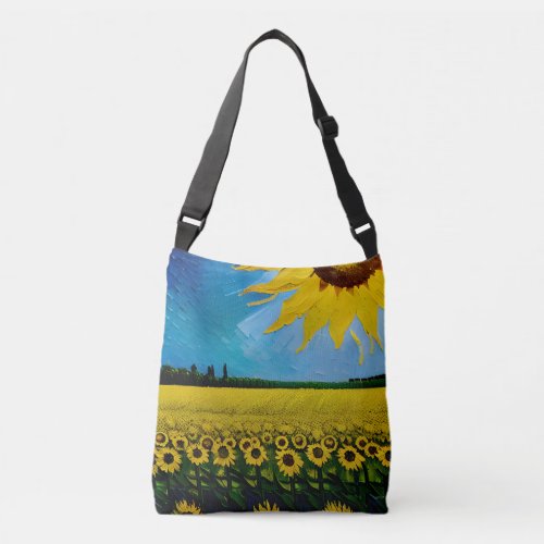 Field of Sunflowers Cross_Body Tote Bag