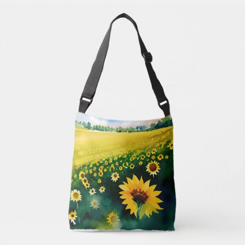 Field of Sunflowers Cross_Body Tote Bag