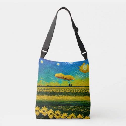 Field of Sunflowers Cross_Body Tote Bag