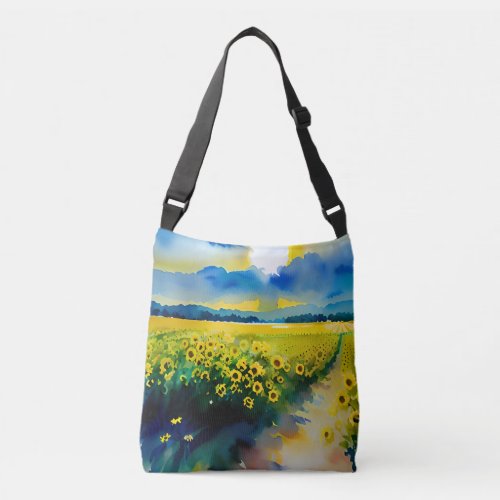 Field of Sunflowers Cross_Body Tote Bag
