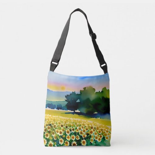 Field of Sunflowers Cross_Body Tote Bag