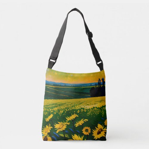 Field of Sunflowers Cross_Body Tote Bag