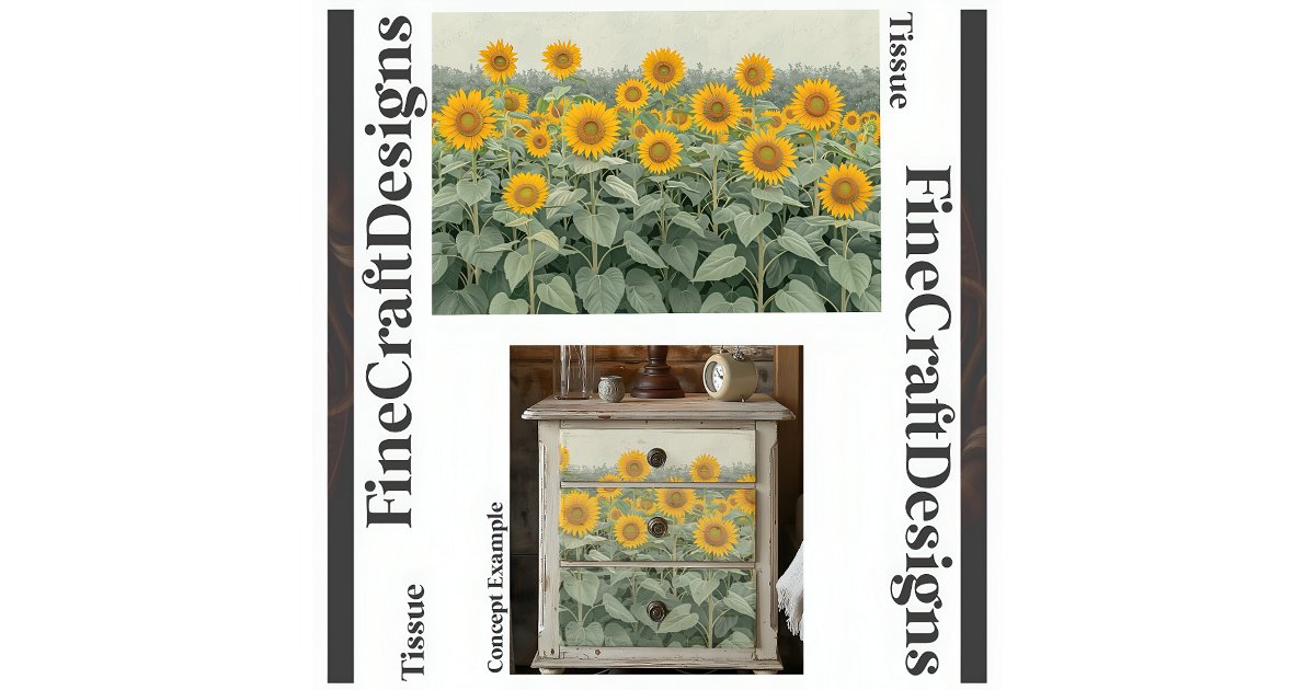 Field Of Sunflowers Decoupage Left 153 Tissue Paper | Zazzle
