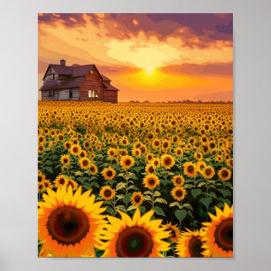 Field of Sunflowers Poster