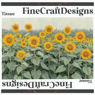 Field Of Sunflowers Script Decoupage Right 153 Tissue Paper