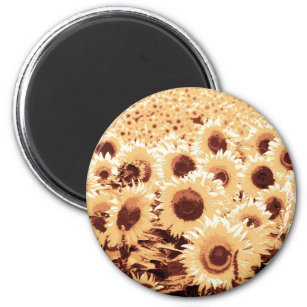 Field of Sunflowers - sepia tone, camel & brown Magnet