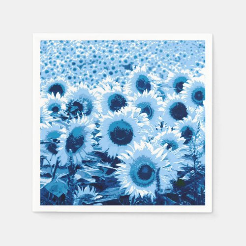 Field of Sunflowers _ shades of blue Paper Napkins