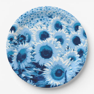 Field of Sunflowers - shades of blue Paper Plates
