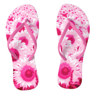 Field of Sunflowers - shades of fuchsia pink Flip Flops