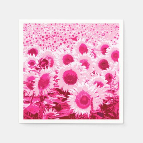 Field of Sunflowers _ shades of fuchsia pink Napkins