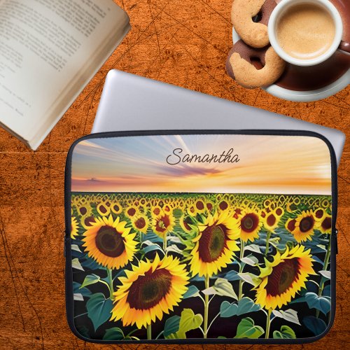 Field of Sunflowers Signature  Laptop Sleeve