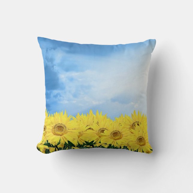 Field of Sunflowers Throw Pillow (Front)