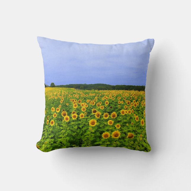 Field of Sunflowers Throw Pillow (Front)