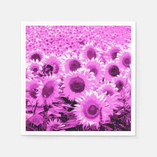 Field of Sunflowers _ violet orchid and purple Napkins