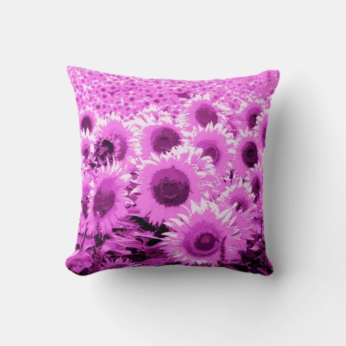 Field of Sunflowers _ violet orchid and purple Throw Pillow