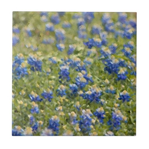 Field of Texas Bluebonnets Painting Ceramic Tile