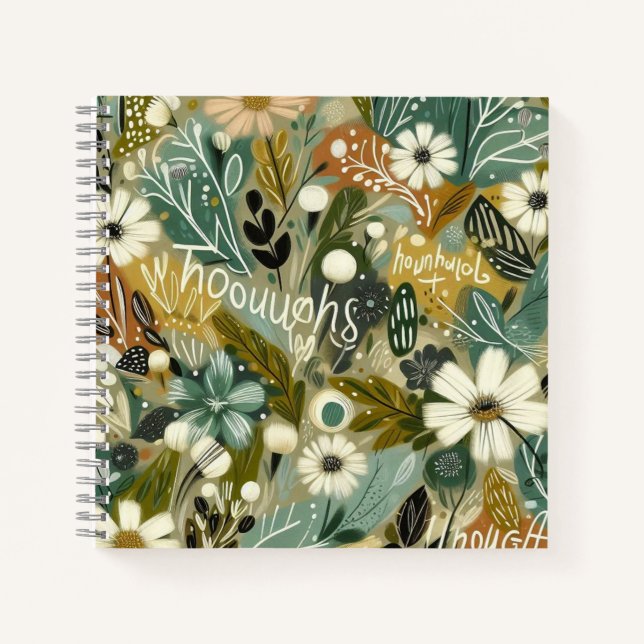  Field of Thoughts – Wild Botanical Collage  Notebook (Front)