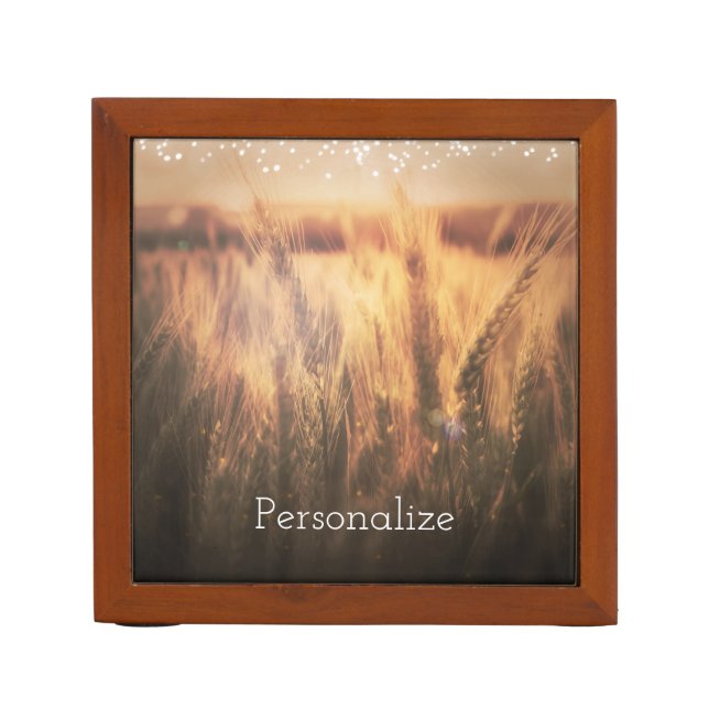 Field of Wheat Rustic Country Elegant Glam Desk Desk Organizer (Front)
