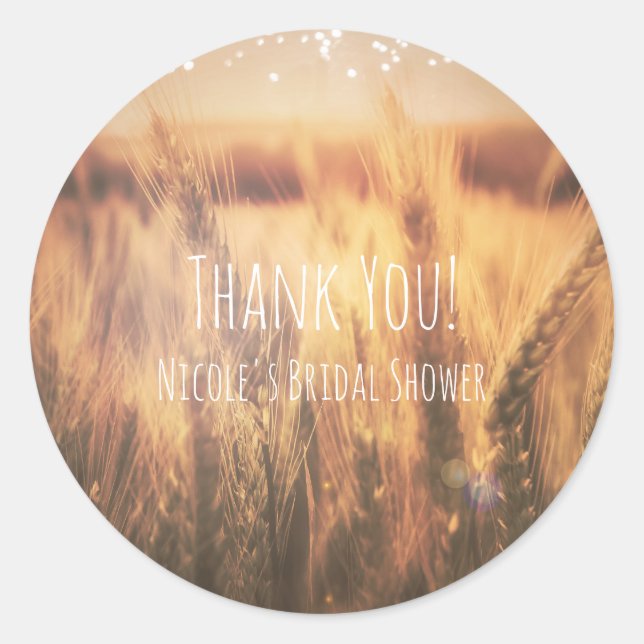 Field of Wheat Rustic Country Wedding Favor Classic Round Sticker (Front)