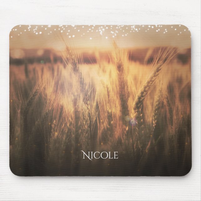 Field of Wheat Rustic Country Wedding Glam Lights Mouse Pad (Front)