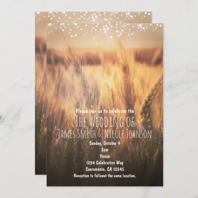 Field of Wheat Rustic Country Wedding Invitations (Front/Back)