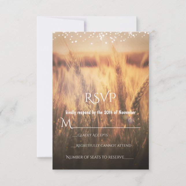 Field of Wheat Rustic Country Wedding RSVP Card (Front)