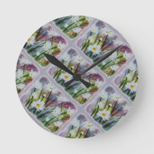 FIELD OF WHITE DAISIES CLOCK