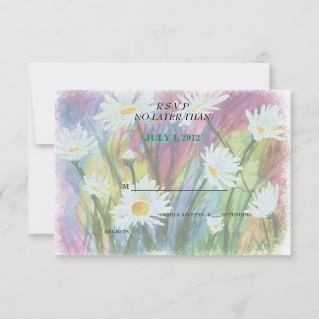 FIELD OF WHITE DAISIES CUSTOMIZABLE RSVP CARDS (Front)