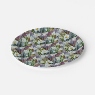 FIELD OF WHITE DAISY FLOWERS PAPER PLATE