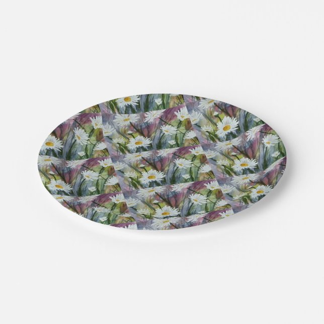 FIELD OF WHITE DAISY FLOWERS PAPER PLATE (Angled)
