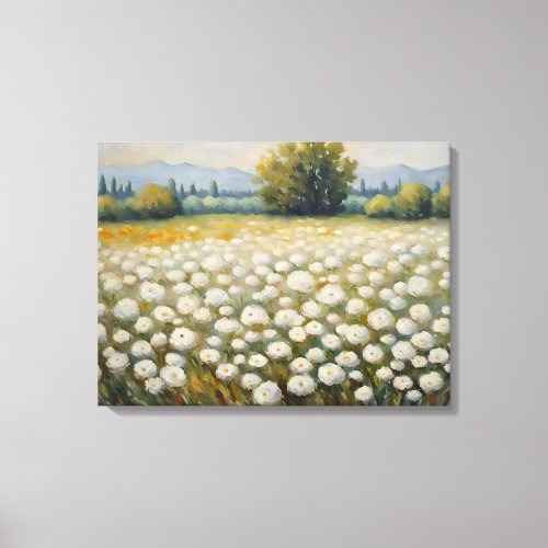 Field of white flowers canvas print