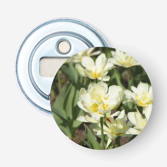 Field of white tulips Photo Bottle Opener (Front)