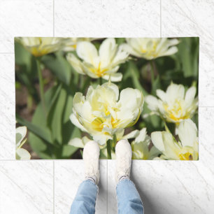 Field of white tulips Photo Doormat
