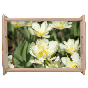 Field of white tulips Photo Serving Tray