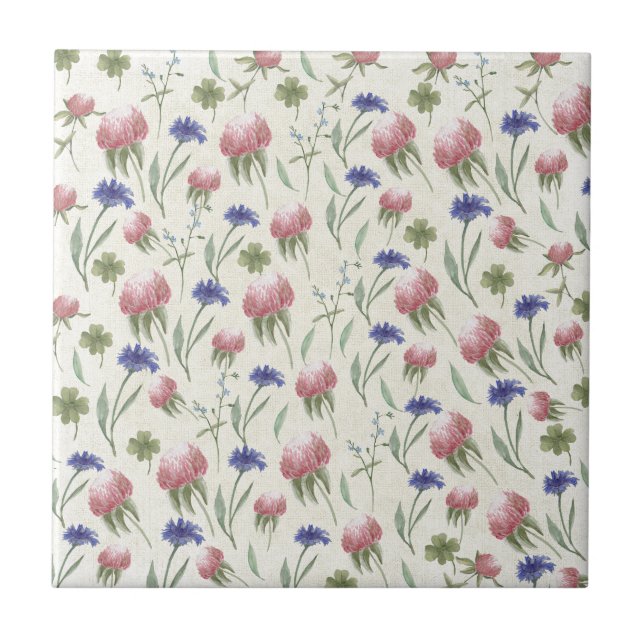Field of wild flowers ceramic tile (Front)