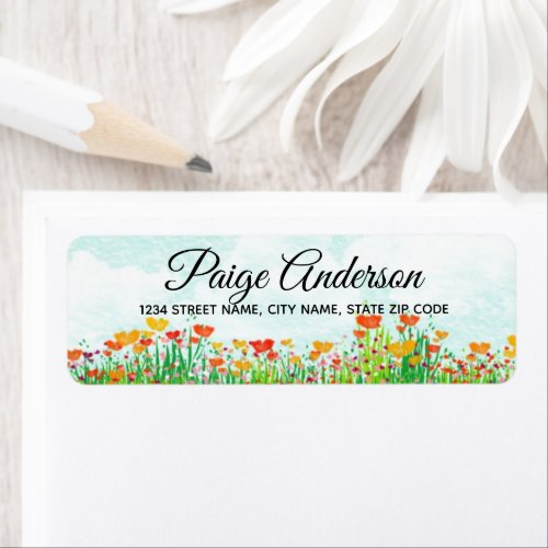 Field of Wildflowers Return Address Label