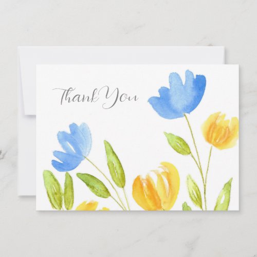 Field of Yellow Blue Flowers Thank You Card