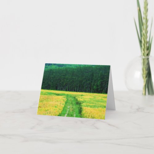 Field Of Yellow Flowers Nature Art Note Card