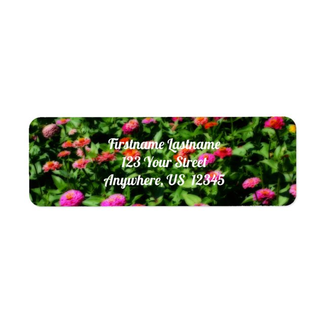 Field Of Zinnias Flower Orton Effect  Address Label (Front)