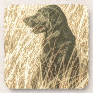 Field Outdoorsman Hunting Dog Puppy Black lab Drink Coaster