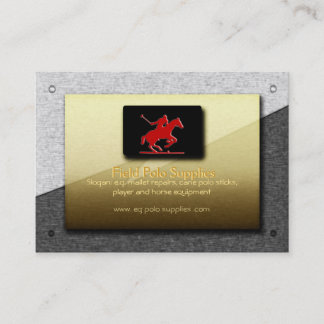 Field Polo Supplies - gold on steel Business Card