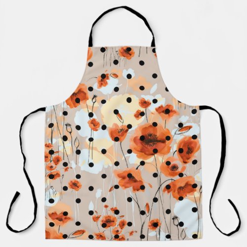 Field poppies abstract floral pattern apron