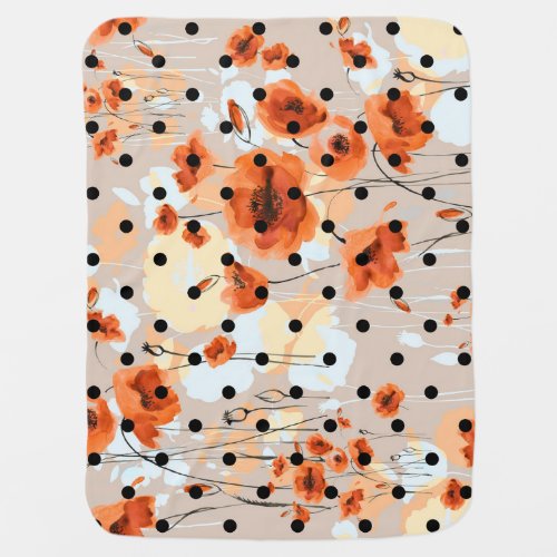Field poppies abstract floral pattern baby blanket