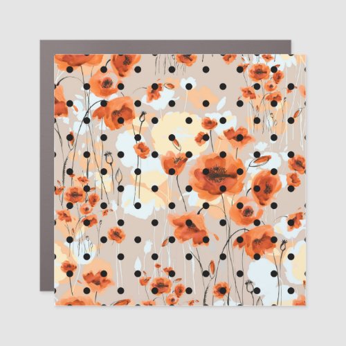 Field poppies abstract floral pattern car magnet