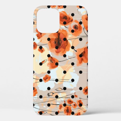 Field poppies abstract floral pattern iPhone 12 case