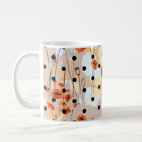 Field poppies abstract floral pattern coffee mug
