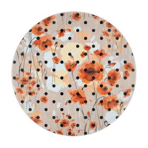 Field poppies abstract floral pattern cutting board