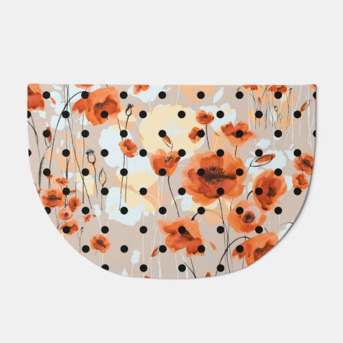 Field poppies abstract floral pattern doormat