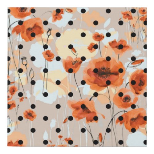 Field poppies abstract floral pattern faux canvas print