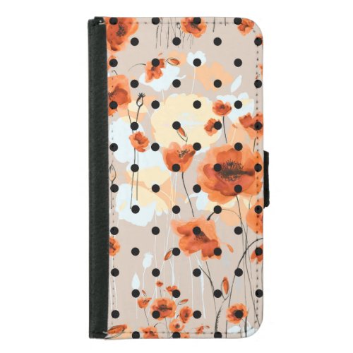 Field poppies abstract floral pattern samsung galaxy s5 wallet case